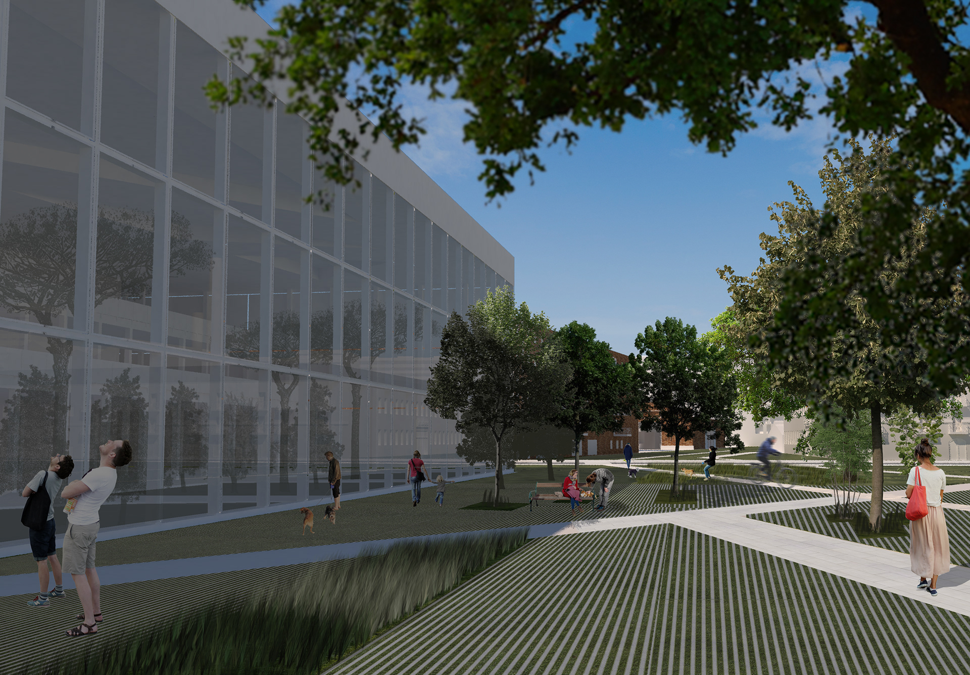 The park acting as the library forecourt.