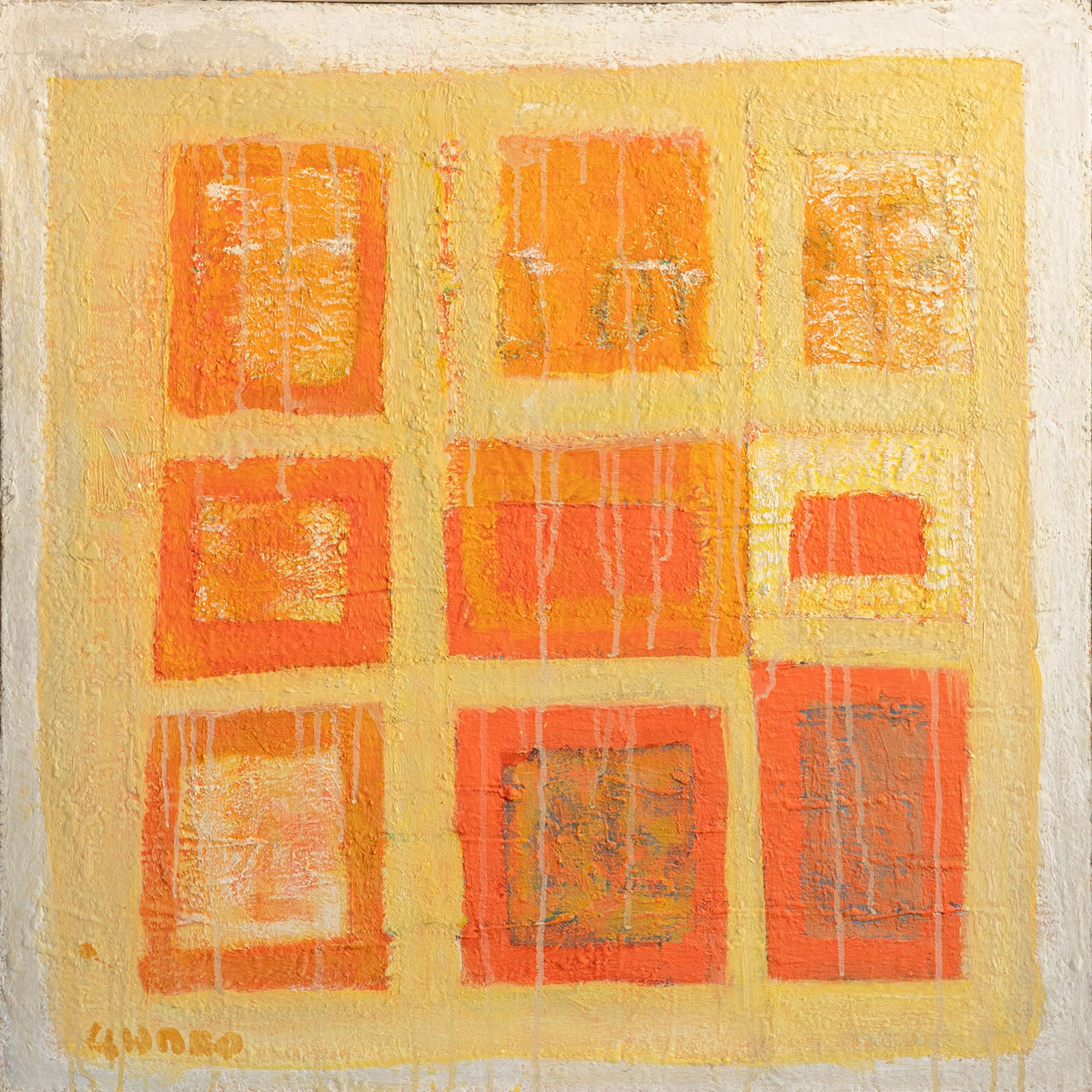 "Red Squares VII", mixed media on canvas, 2016, 75x75 cm