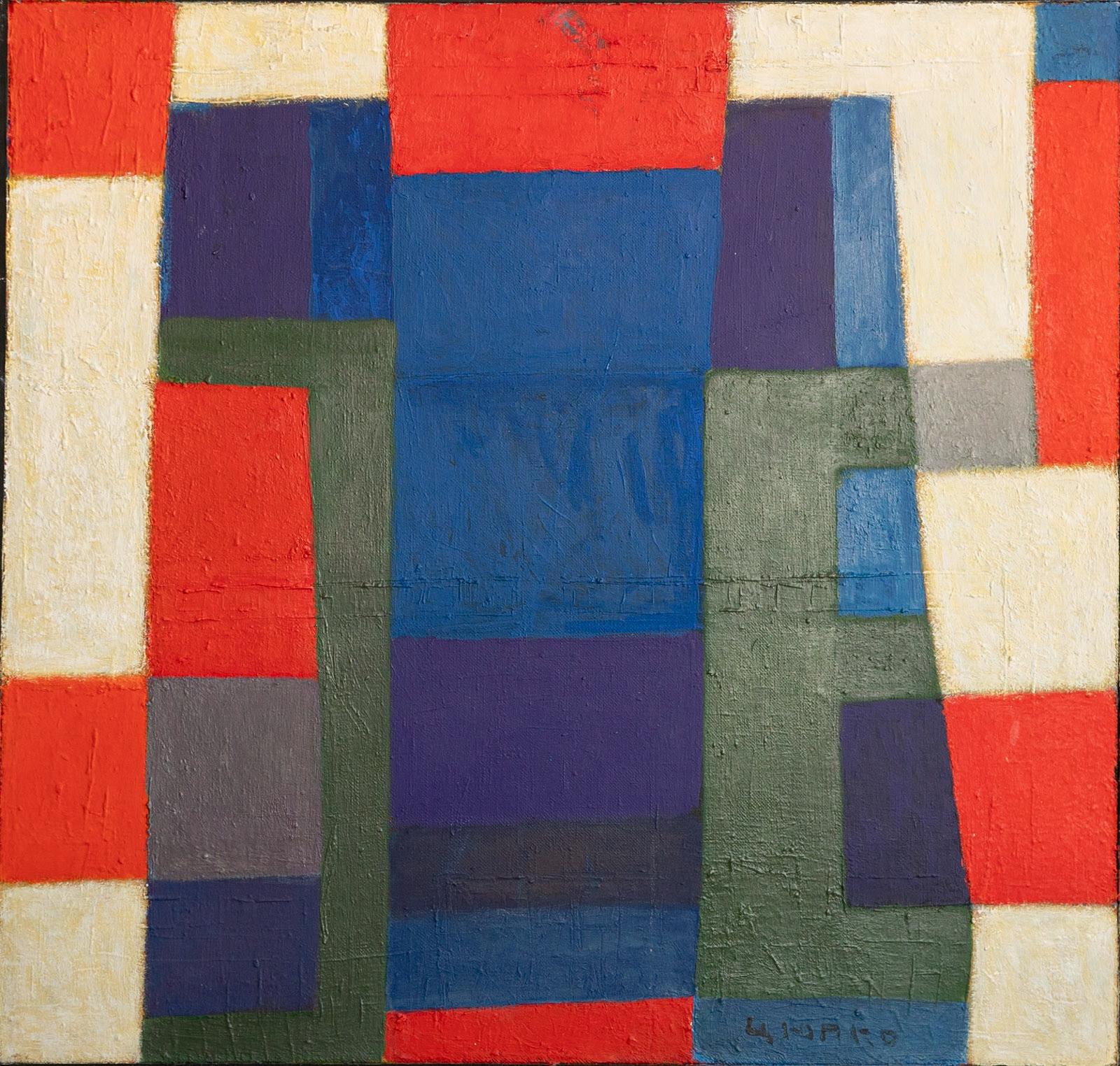 "Colored Squares", mixed media on canvas, 2018, 92x97 cm