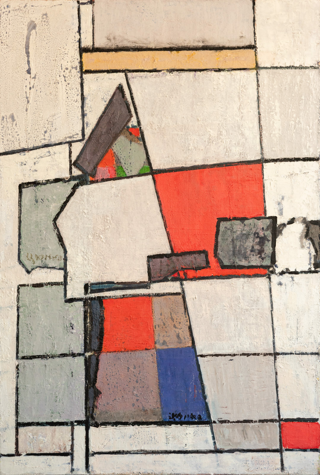 "Structure", mixed media on canvas, 2007-2022, 140x95 cm