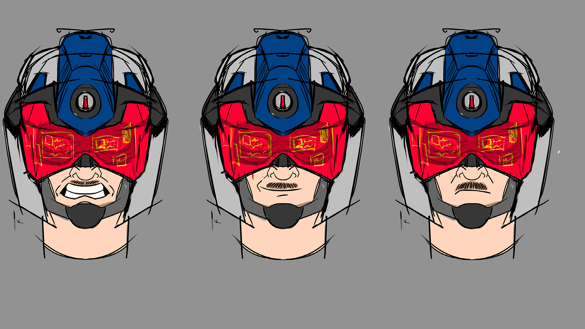Character Bust (Helmet) Expression Sheet