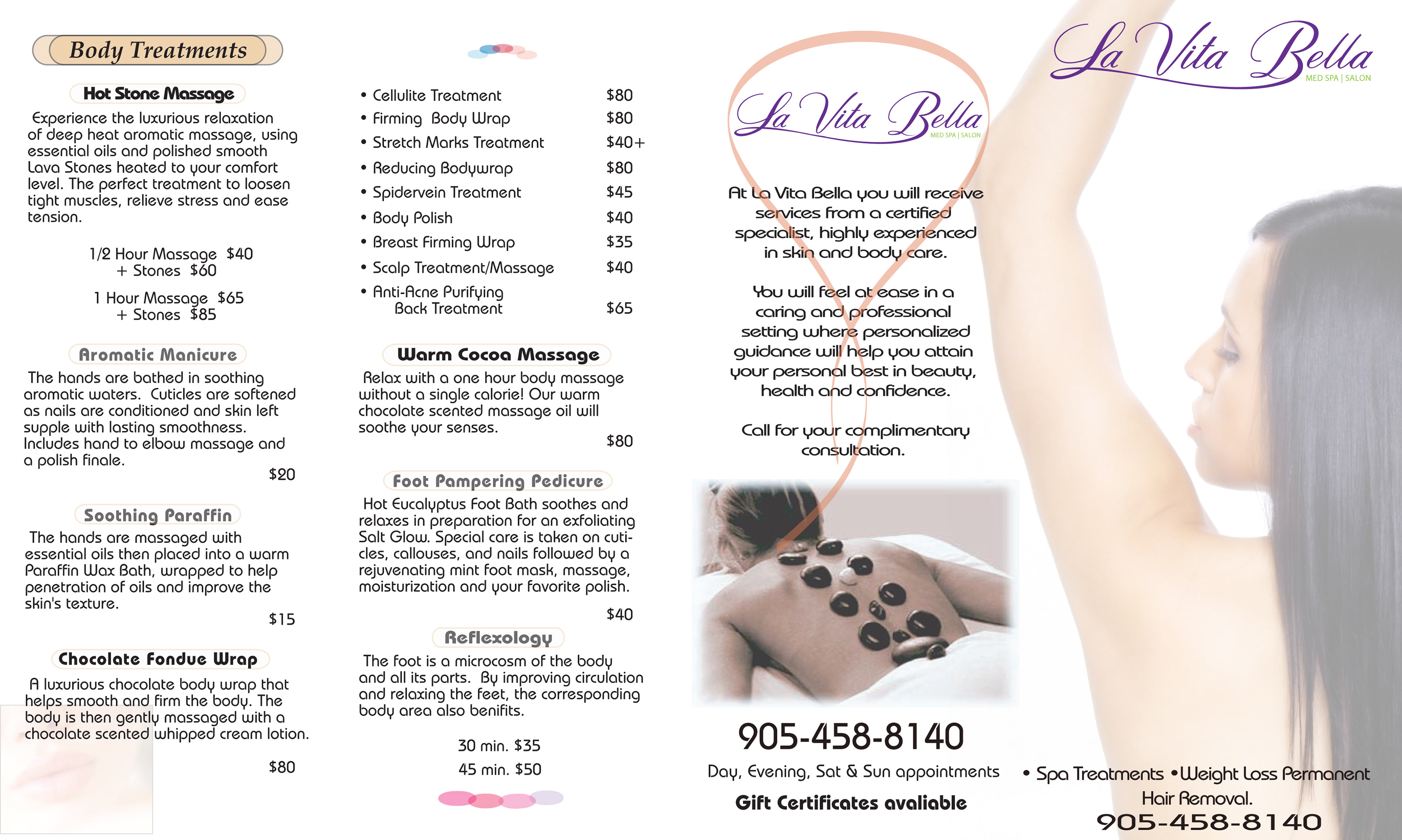 La Vita Bella Med Spa Services Menu