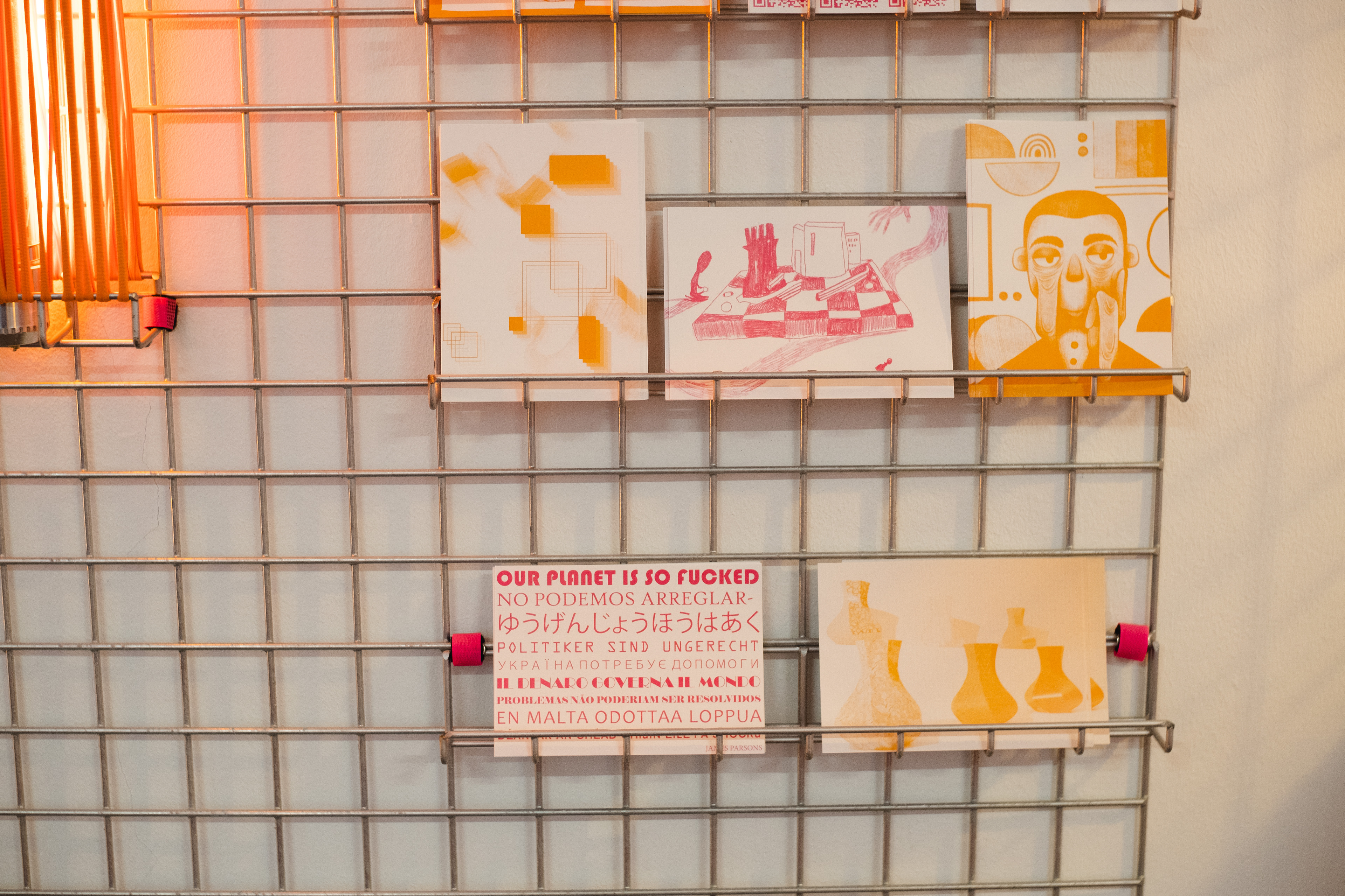 We each made post cards in the colours of the shop as a celebration