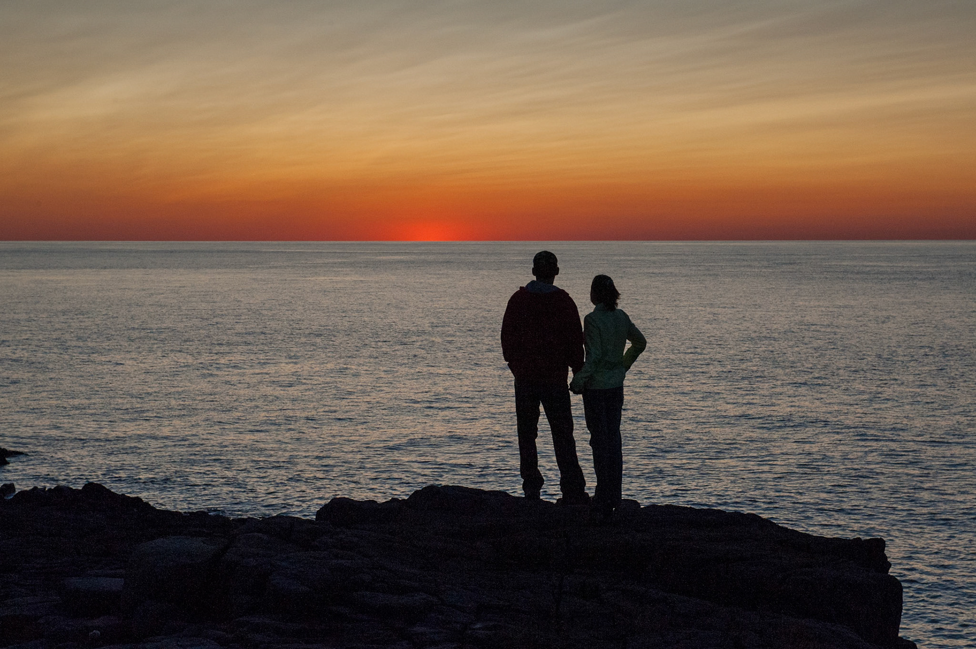 couple at sunset, Prim Point, NB, CA