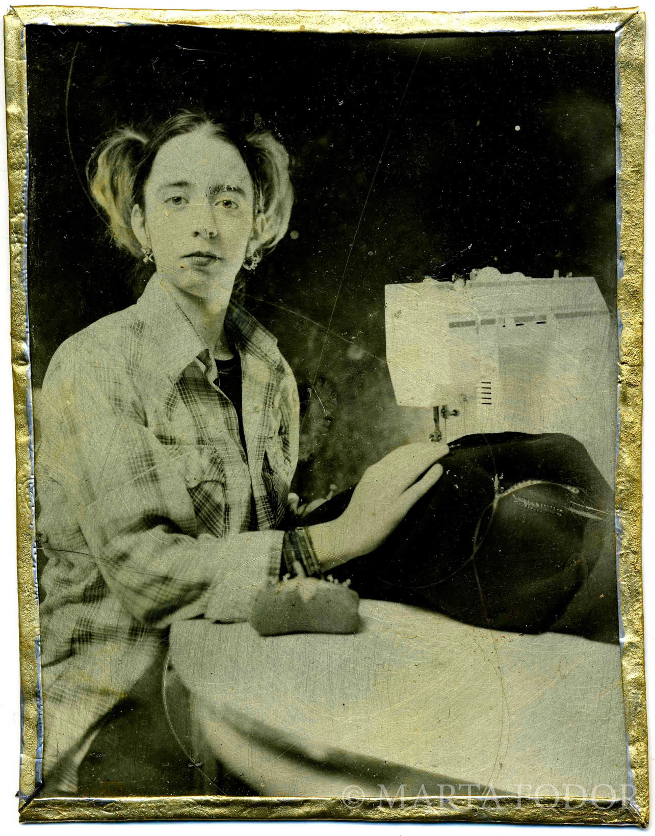 Woman on Sewing machine (after the Library of Congress tintype)