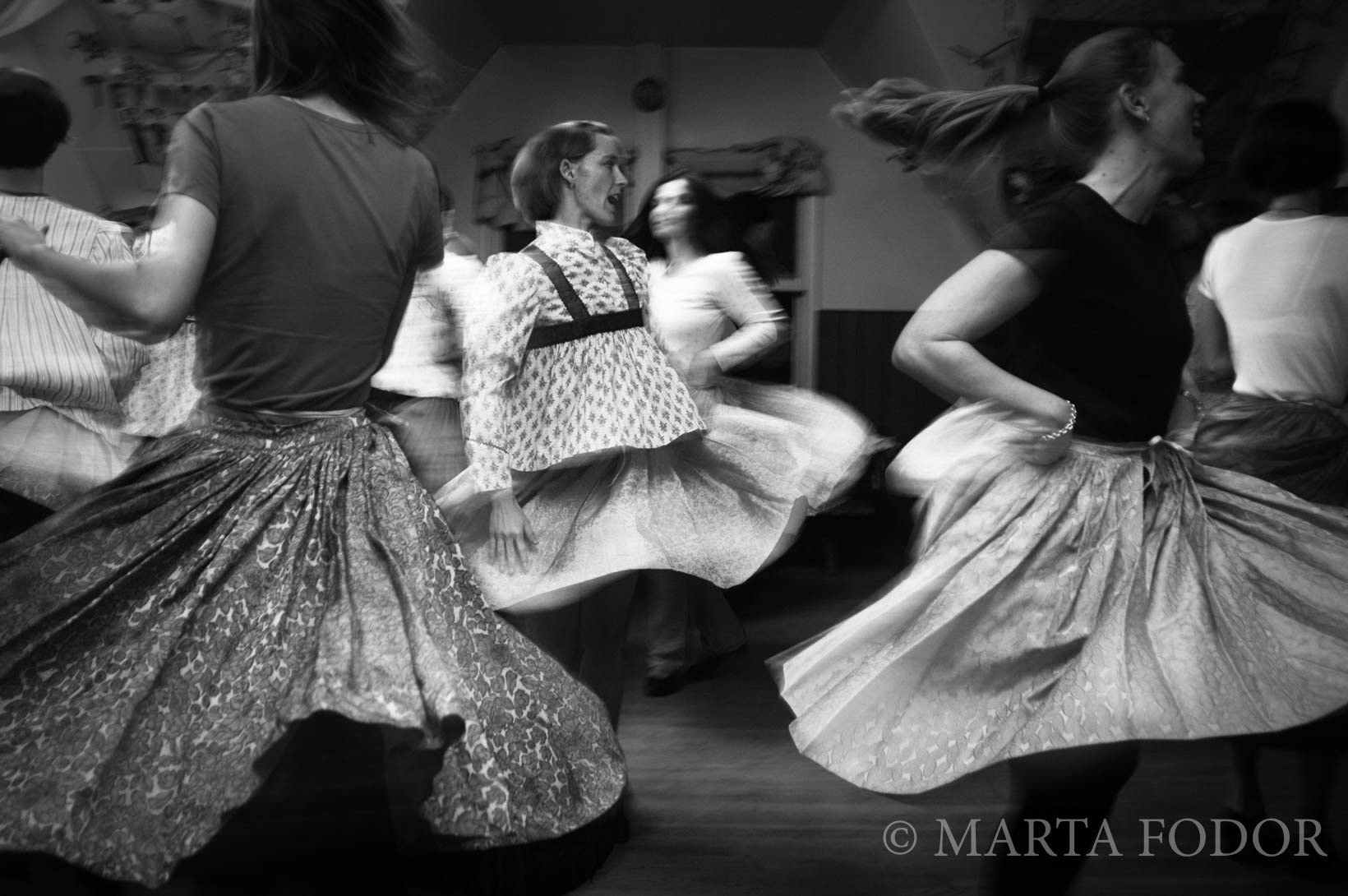Dancers from the Csűrdöngölő Folk Dance Ensemble during rehearsal, New Brunswick, NJ.