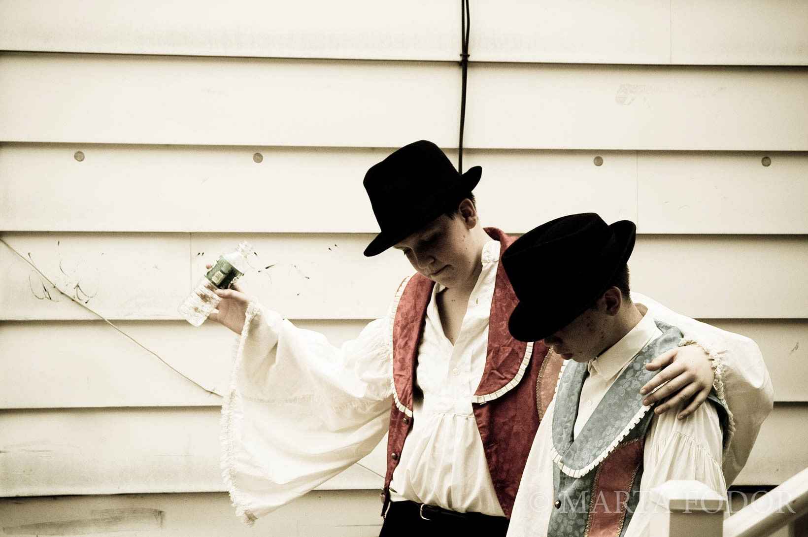 Members of the Youth Hungarian Folk Ensemble of New Brunswick take a break after performing during Magyar Nap (Hunagrian Day), New Brunswick, NJ