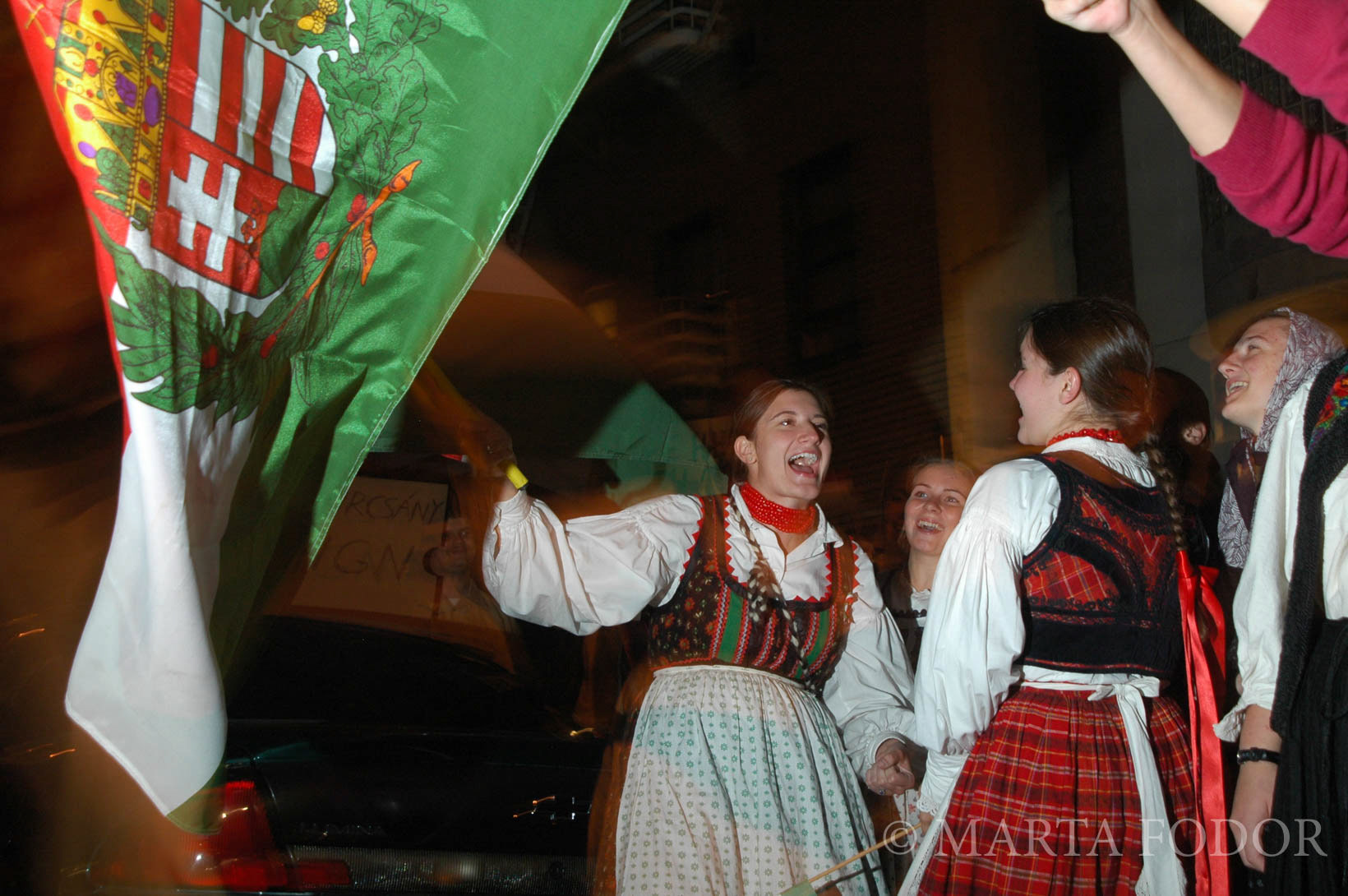 Hungarian-Anericans in front of the Hungarian Consulate demanding Prime Minister Gyurcsany's resignation. New York, NY.