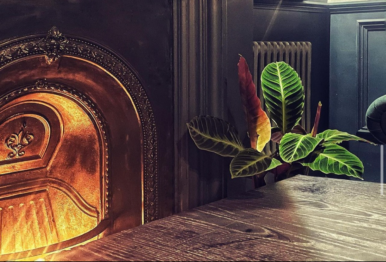 Original Victorian fireplace restored and installed along with cast iron radiator