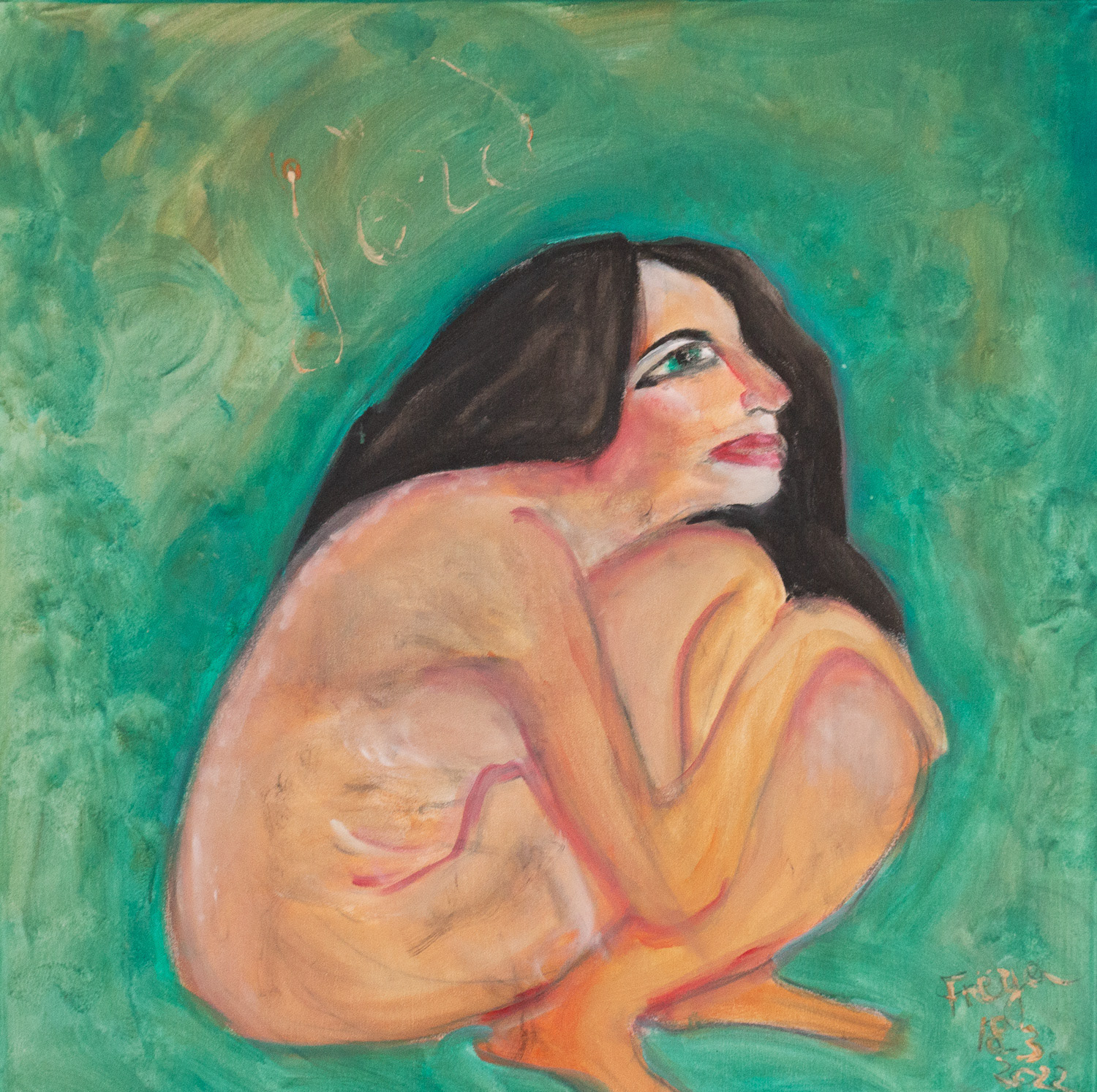 Jörd – Earth,  Pastellkreide und Acryl auf Leinwand 80*80cm