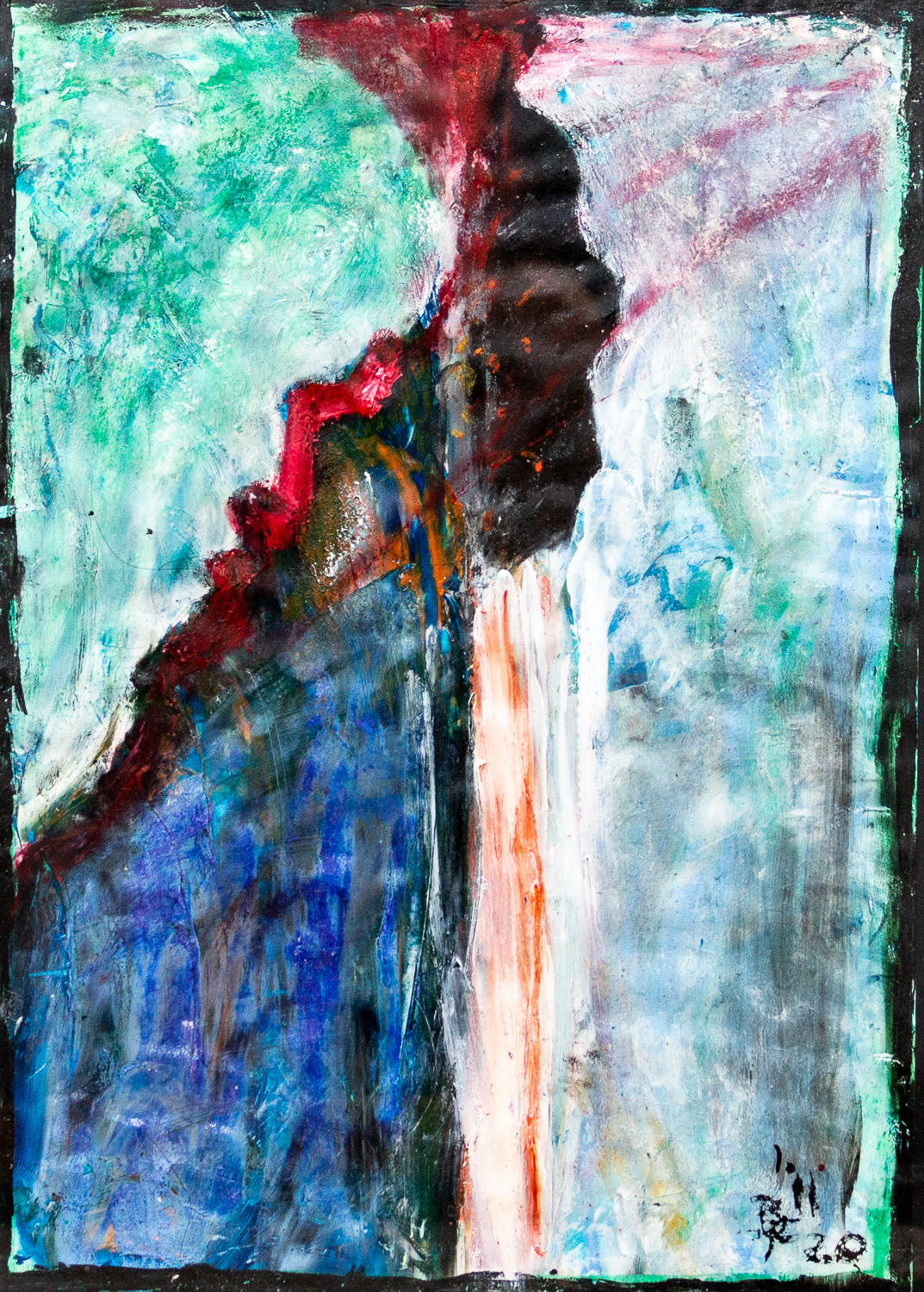 Untiteld, Acryl und Pastelkreide auf Papier hinter Glas gerahmt 41*51*2cm