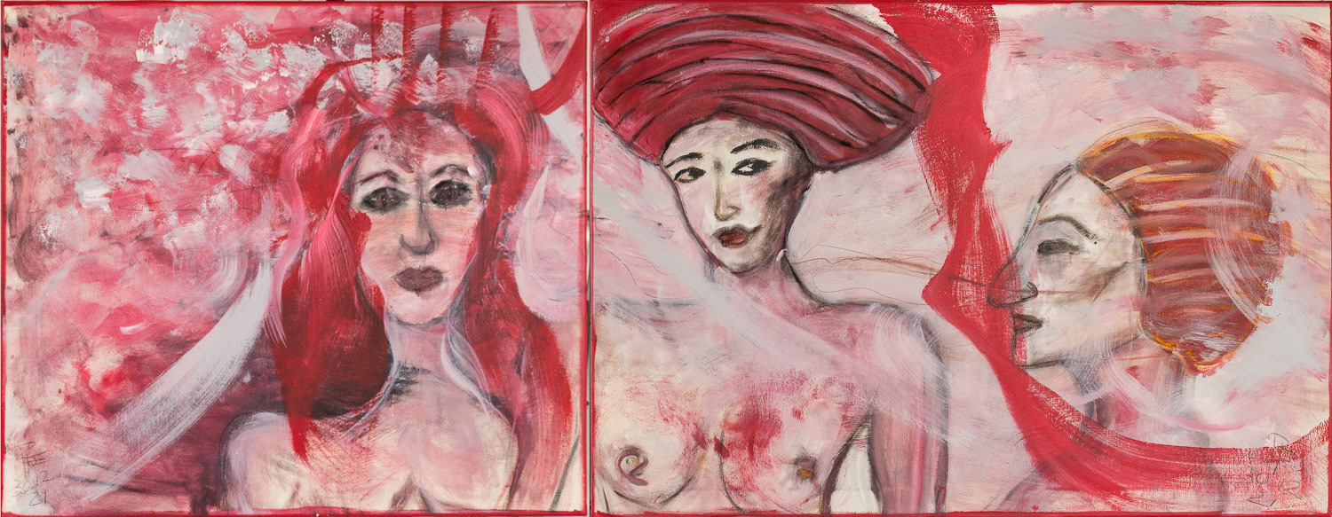 Diptychon: Getrennte Einigkeit: United, Acryl auf Leinwand  80*70 cm  und 100*70 cm