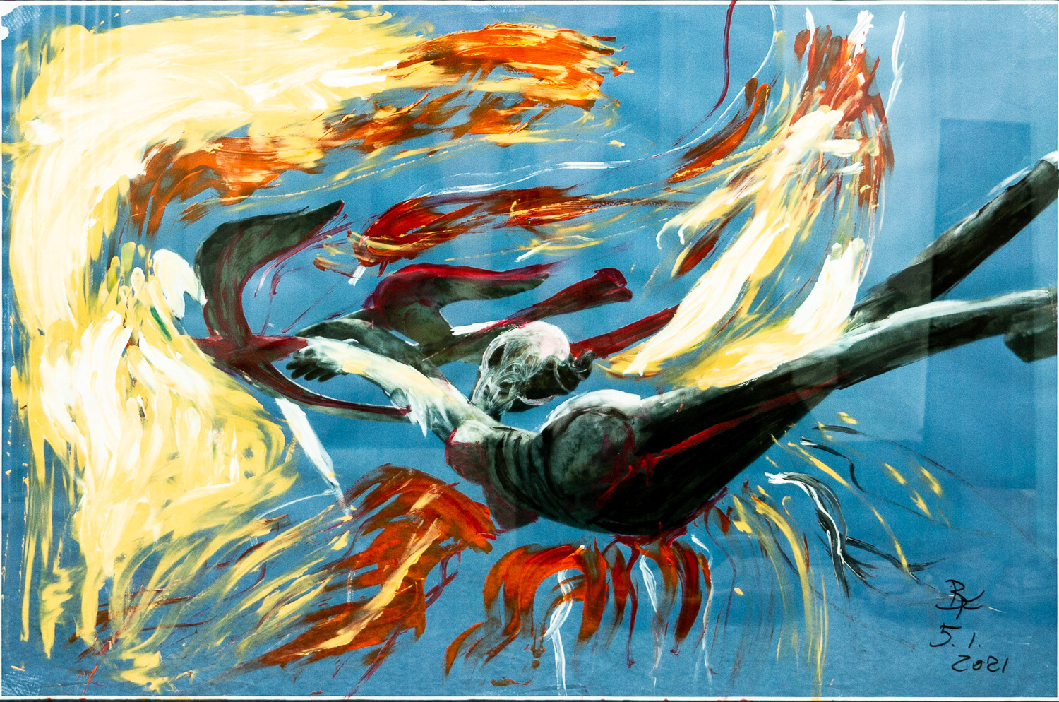 Flying High, Acryl auf Fotopapier hinter Glas gerahmt 101*70*2cm