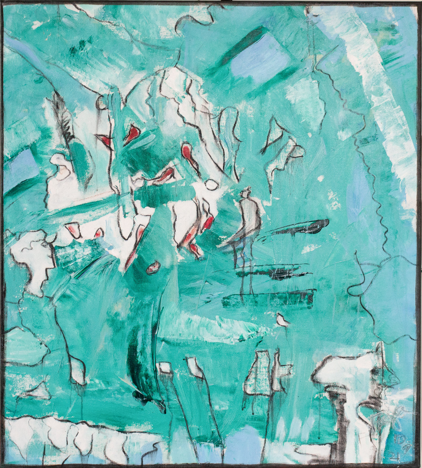 Wasserspiele, Pastellkreide und Acryl auf Leinwand 80*90cm  