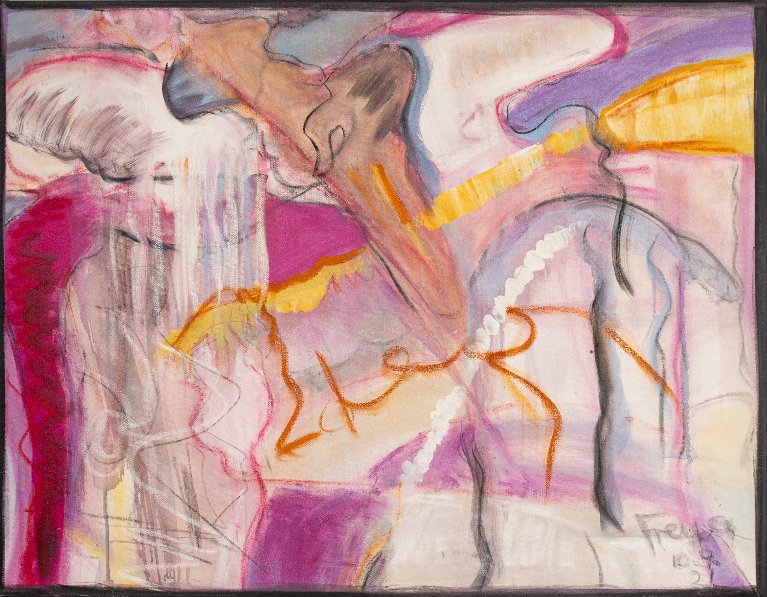 Fenicottero–Flamingo, Pastellkreide und Acryl auf Leinwand 90*70cm