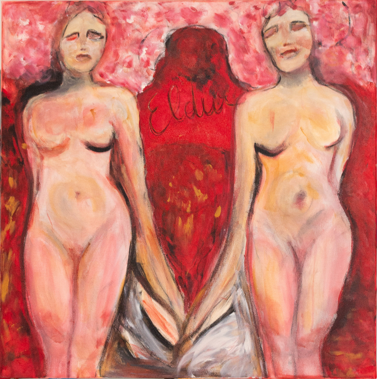 Eldur–Fire, Pastellkreide und Acryl auf Leinwand (Work in progress) 80*80cm