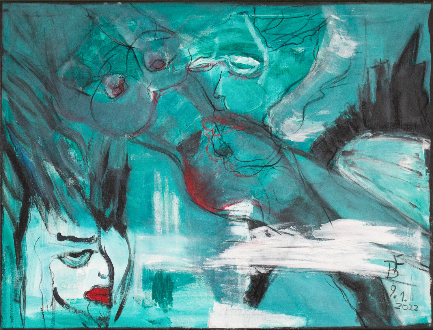 Watching You, Pastellkreide und Acryl auf Leinwand 80*60cm