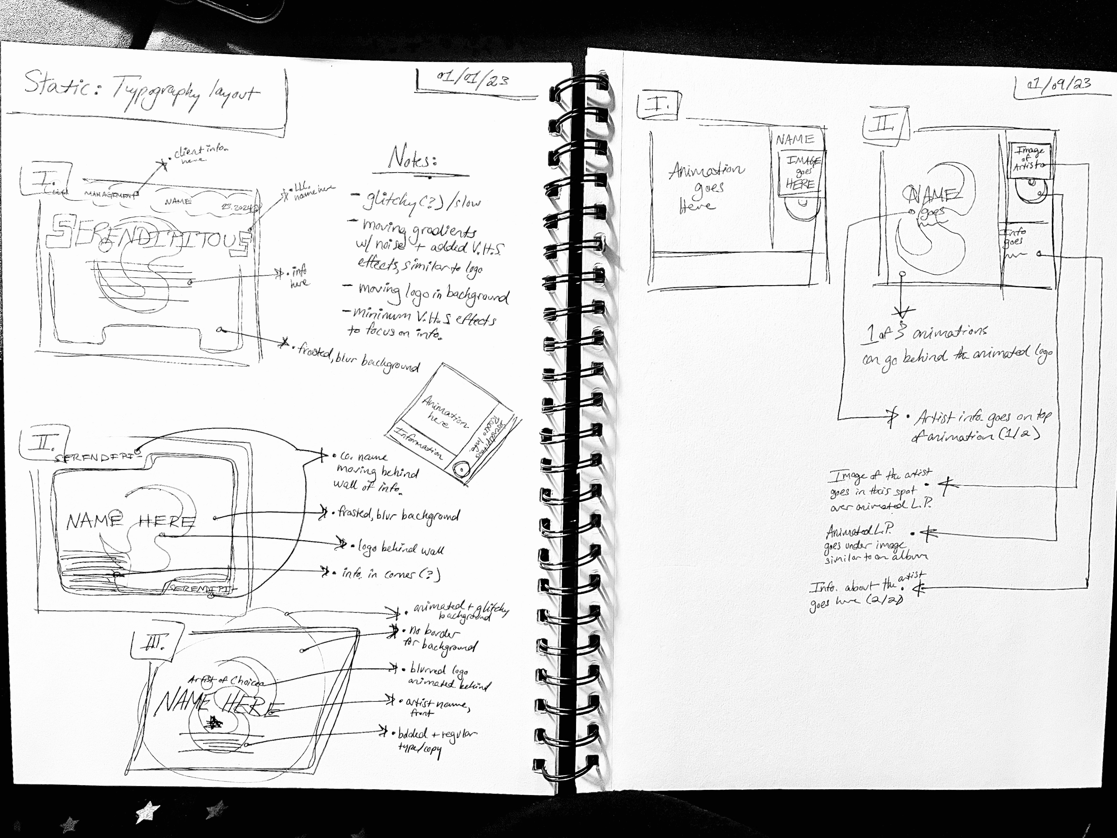 Sketches, thumbnails