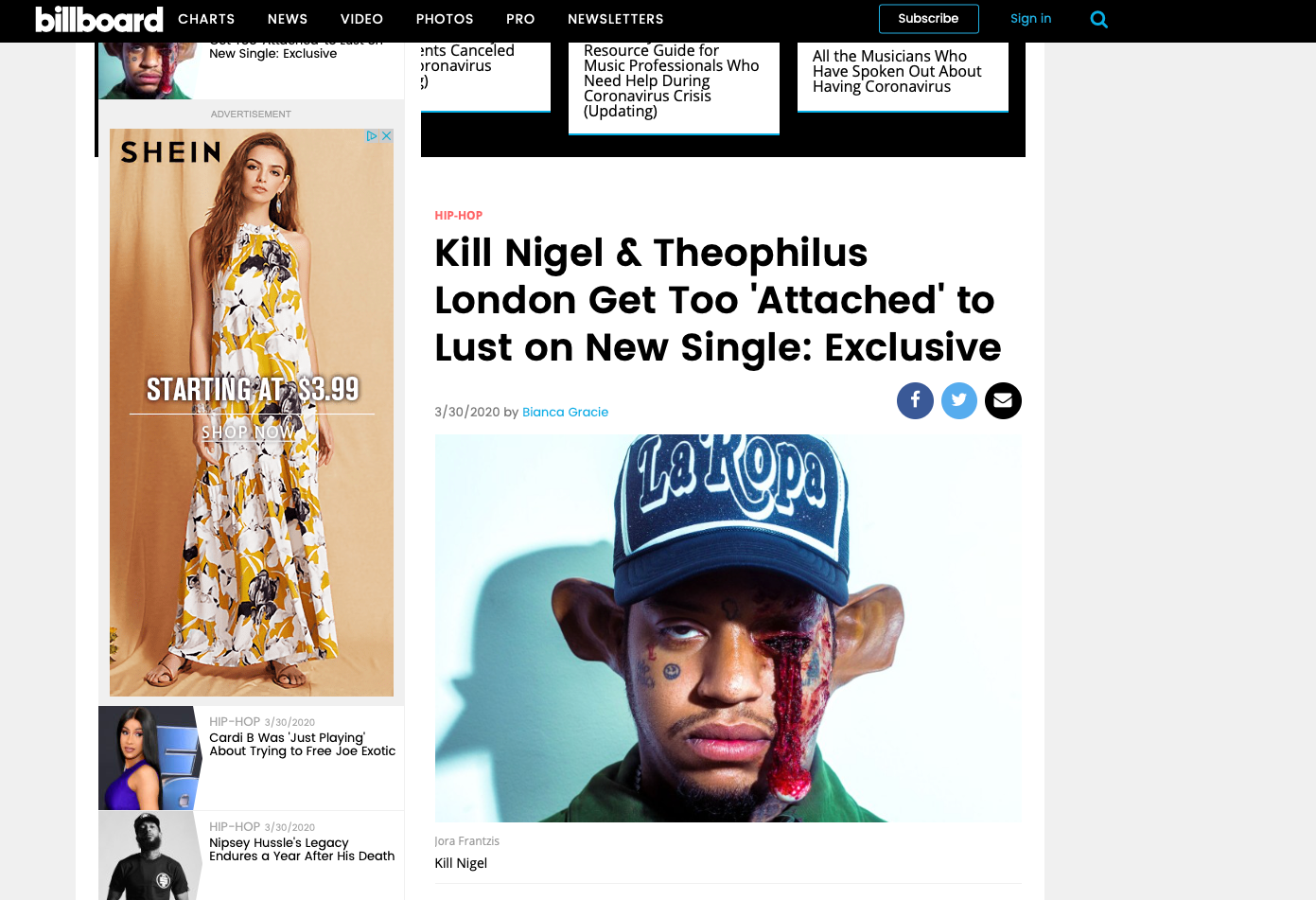 Article written in Billboard Music Magazine.