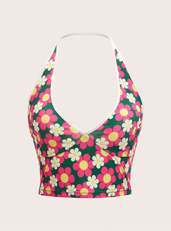 SHEIN X Emi Bee Floral Print Halter Top