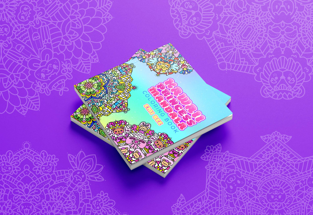 Kawaii Princess Mandala Coloring Book Cover