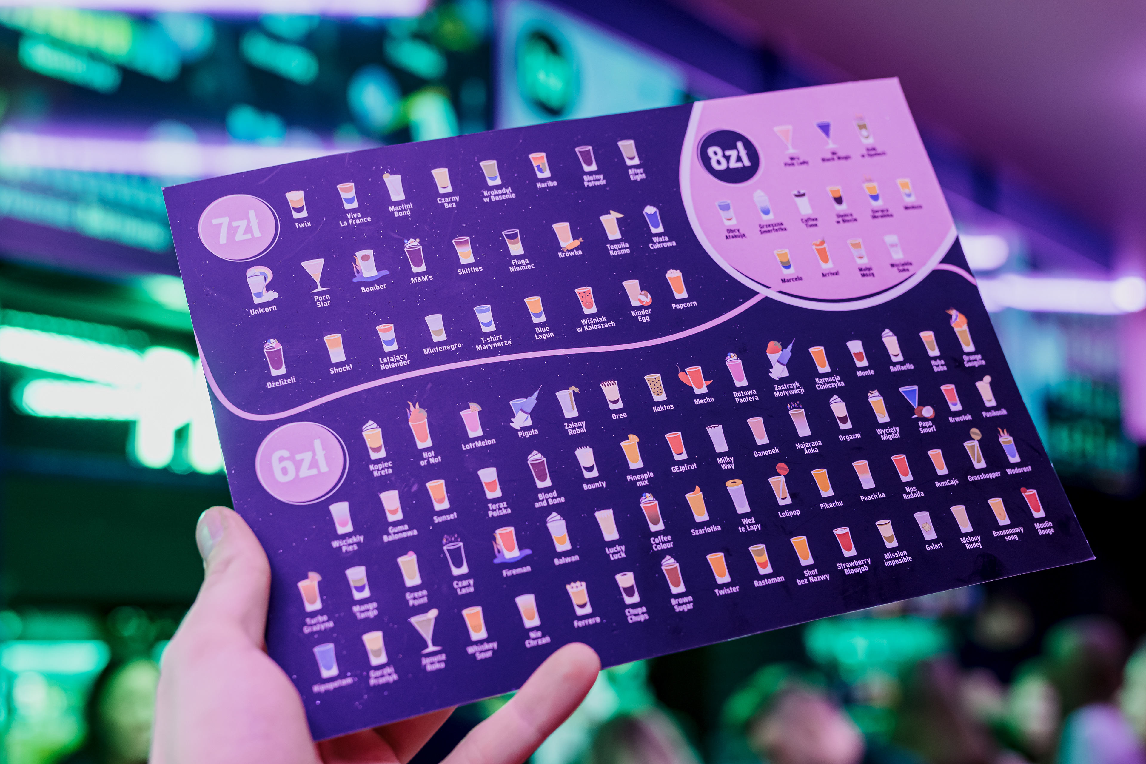 other side of the menu (shots)