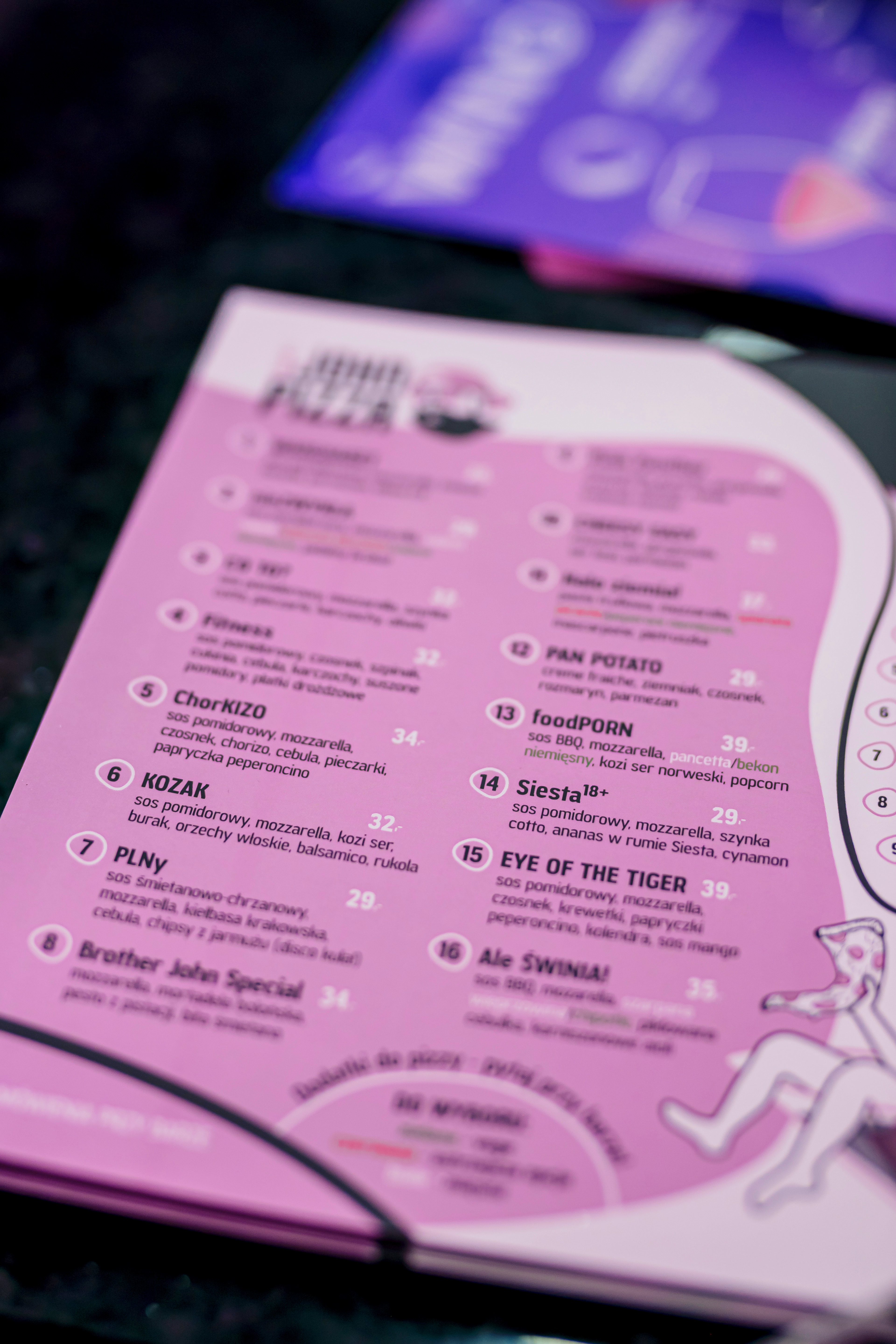 part of the menu