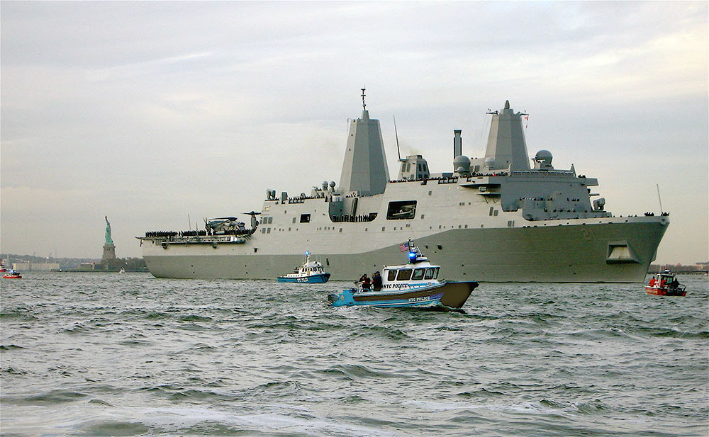 NYPD Escorts USS New York into NY Harbor
