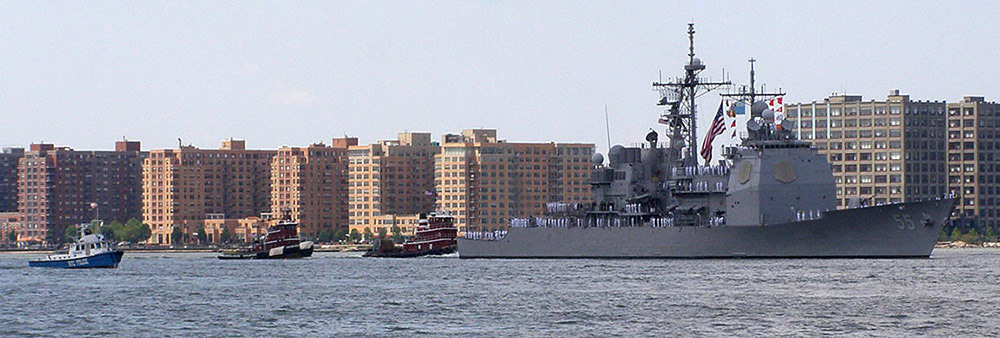 NYPD Launch Escorts Naval Ship During Fleet Week 2008