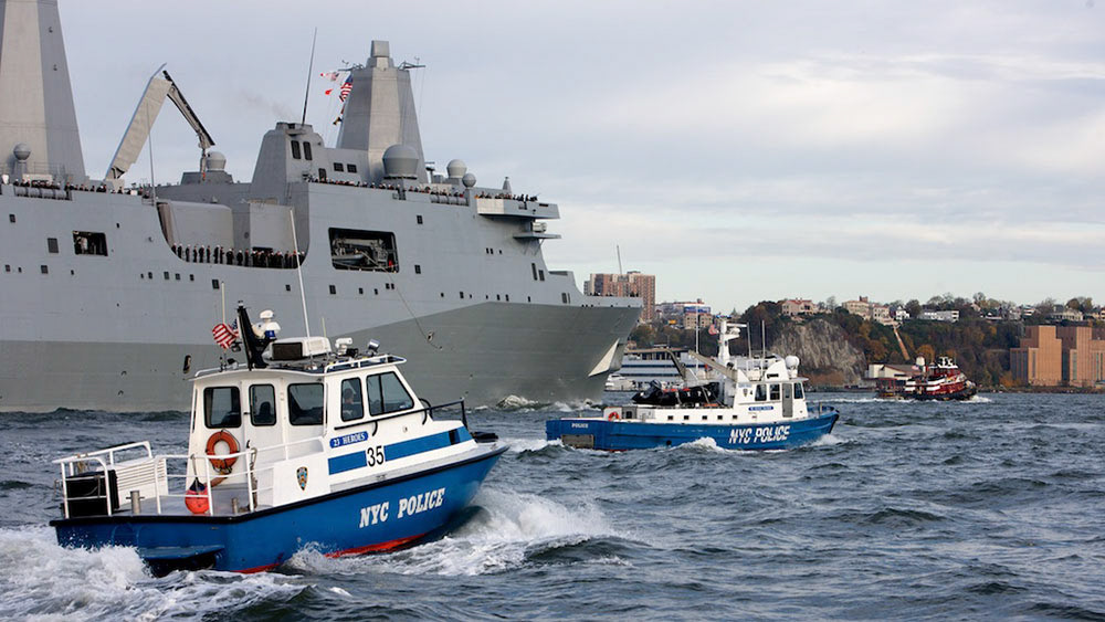 Launch 35 (23 Heroes) escorts USS New York into NY Harbor for the first time.