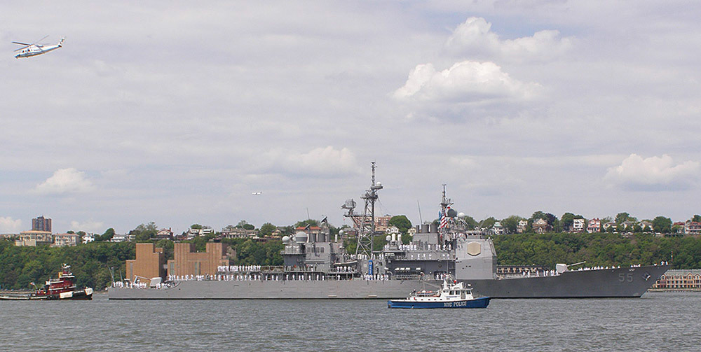 NYPD Launch Escorts Naval Ship During Fleet Week 2008