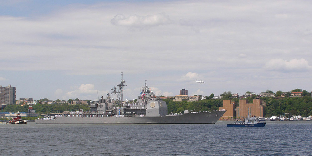 NYPD Launch Escorts Naval Ship During Fleet Week 2008