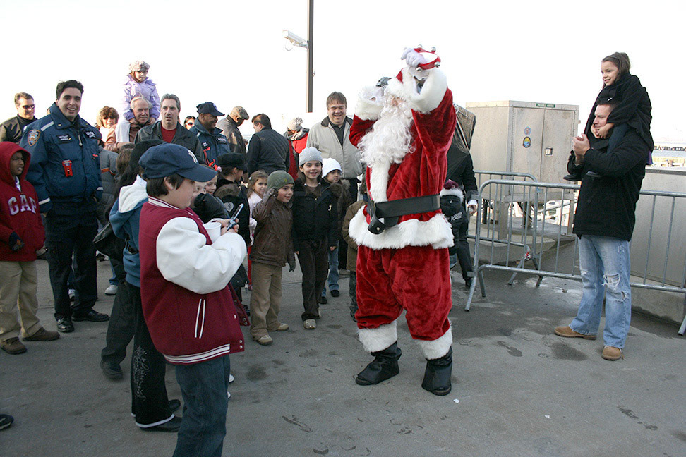 Santa greets the kids at Charlie Base