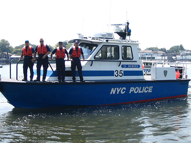 Sgt Grosso, Sgt Z ,PO Skonberg and PO Knapp on Launch 35 for training