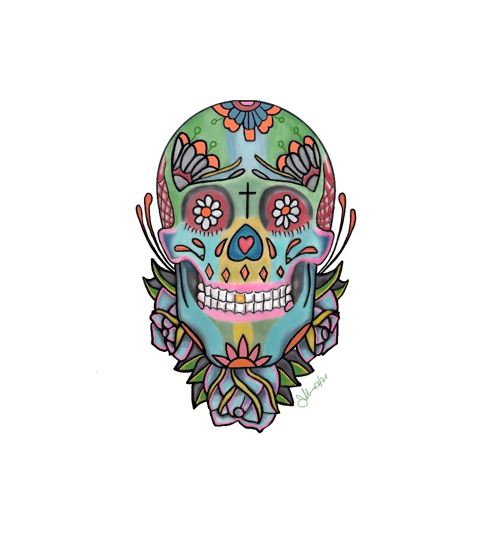 Calavera Skull Digital Drawing in Procreate