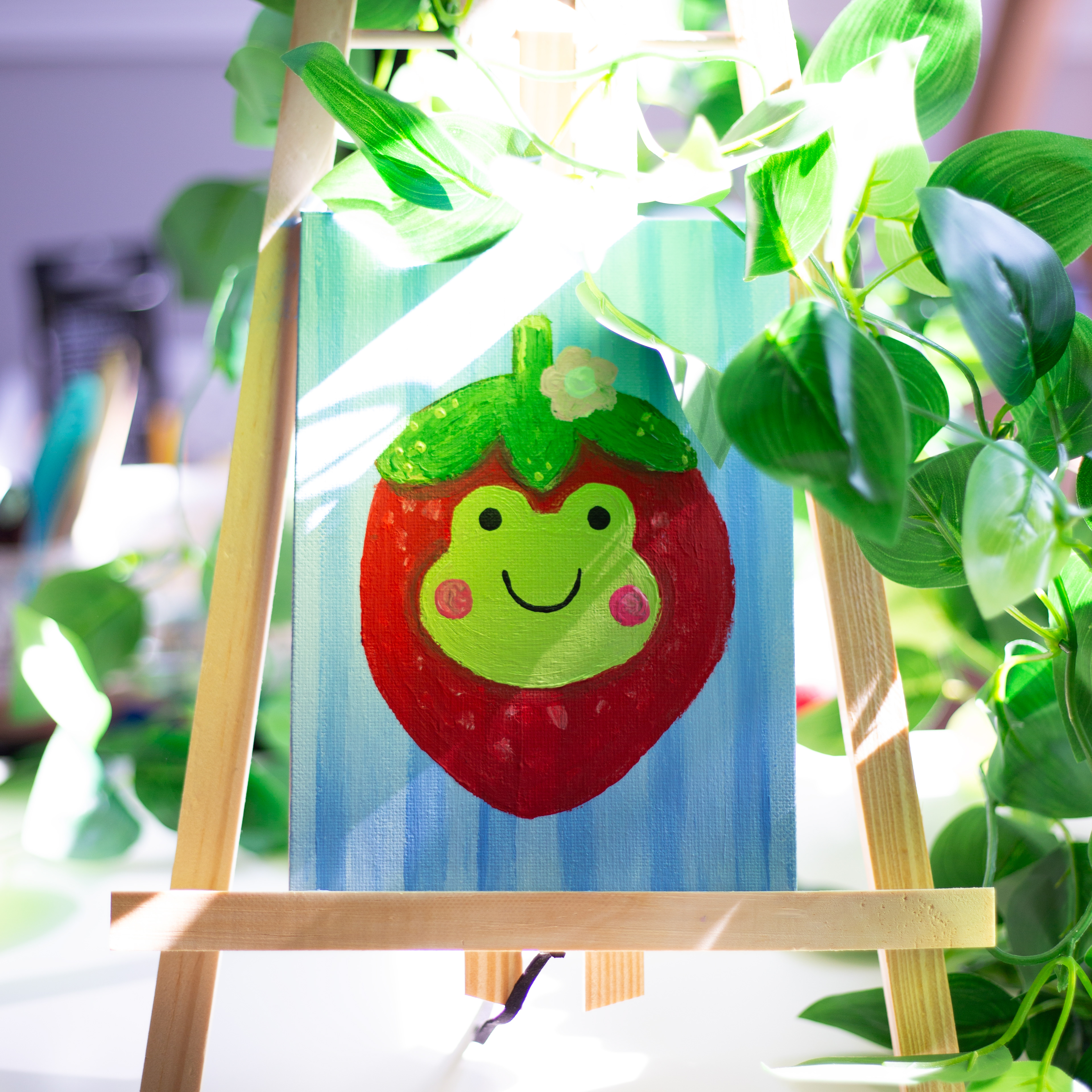 Frog-Berry Acrylic Painting