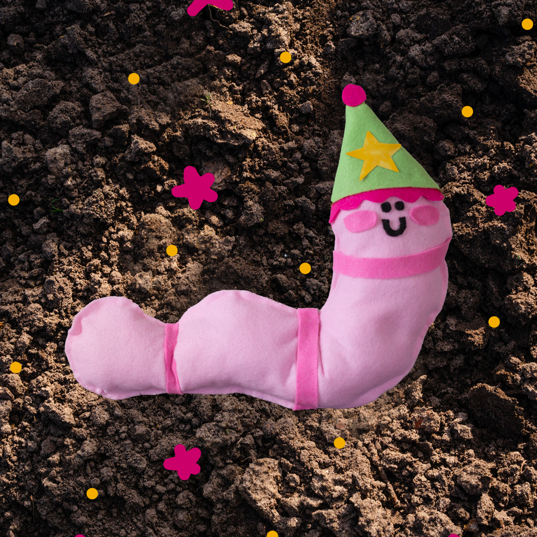 Felt Worm with Party Hat
