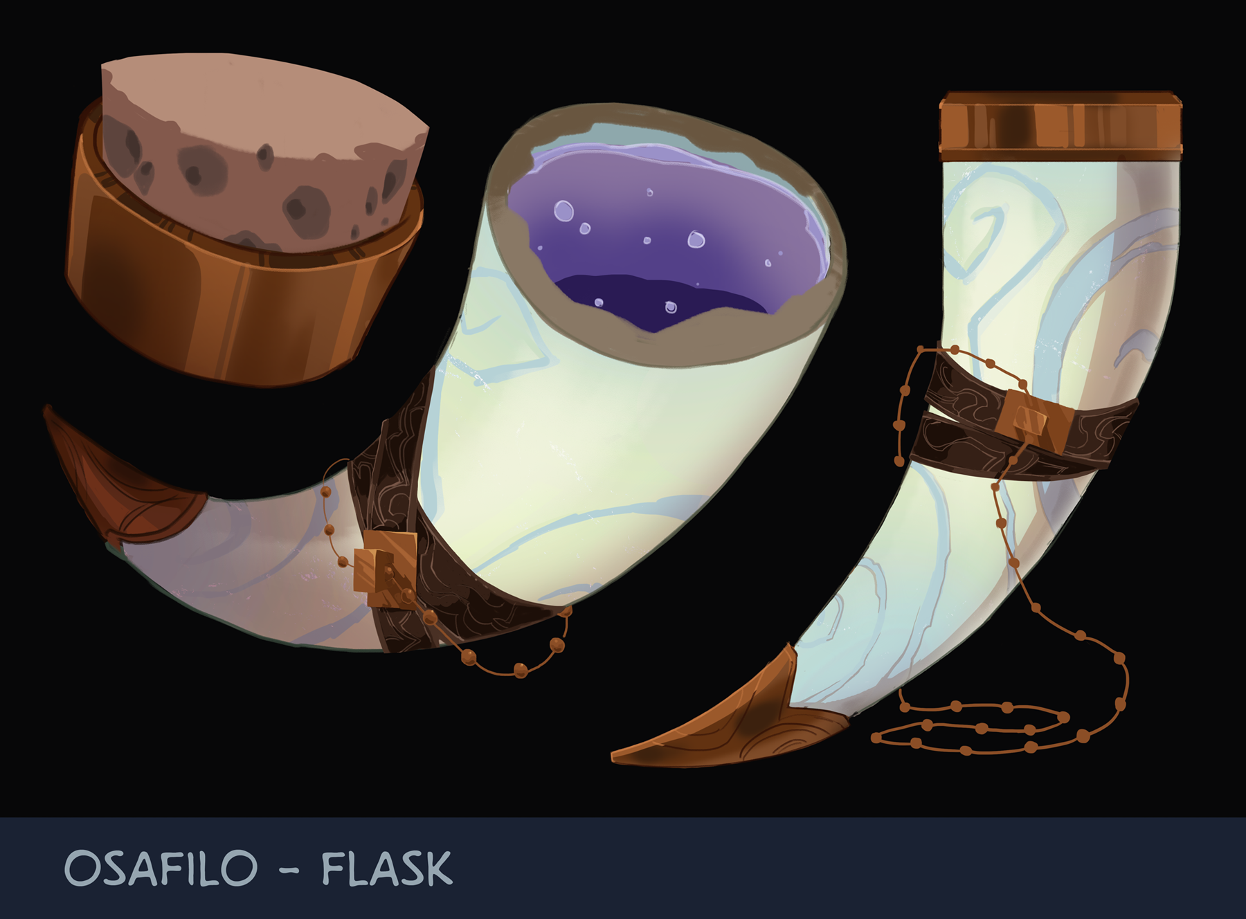 Design for character prop - flask made from a fang/claw.