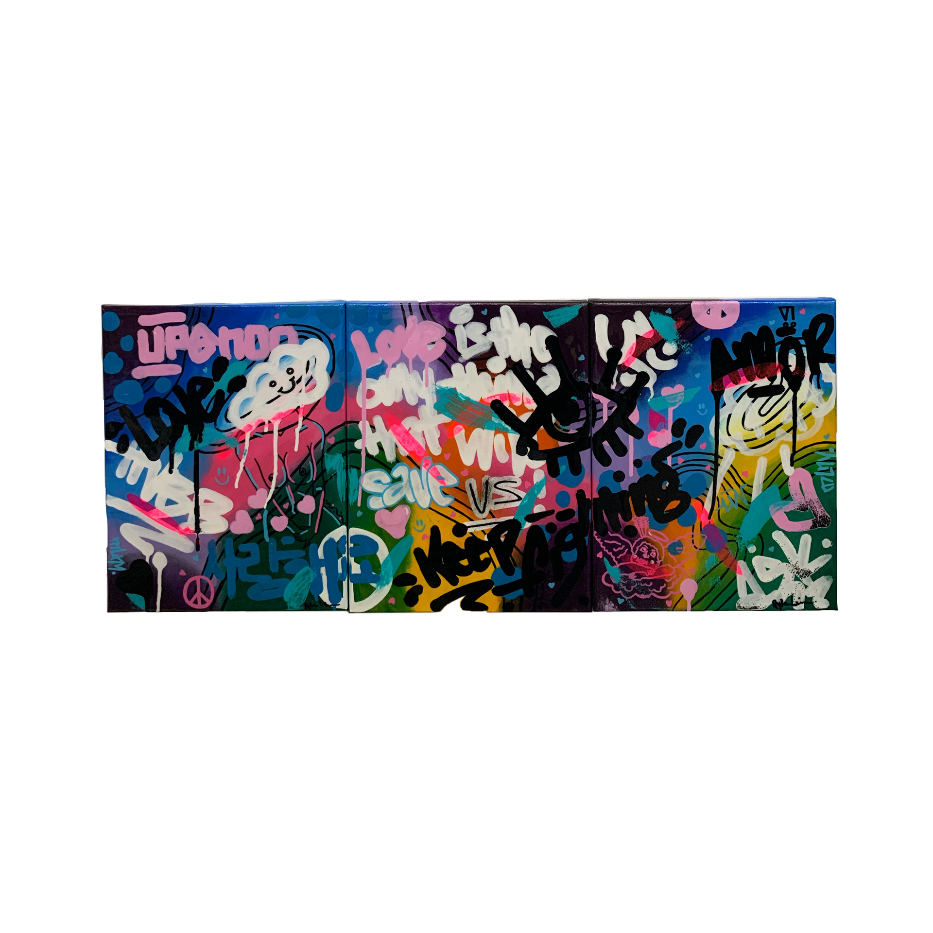 "Love Is The Only Thing" 33 x 14" triptych Mixed media on canvas 