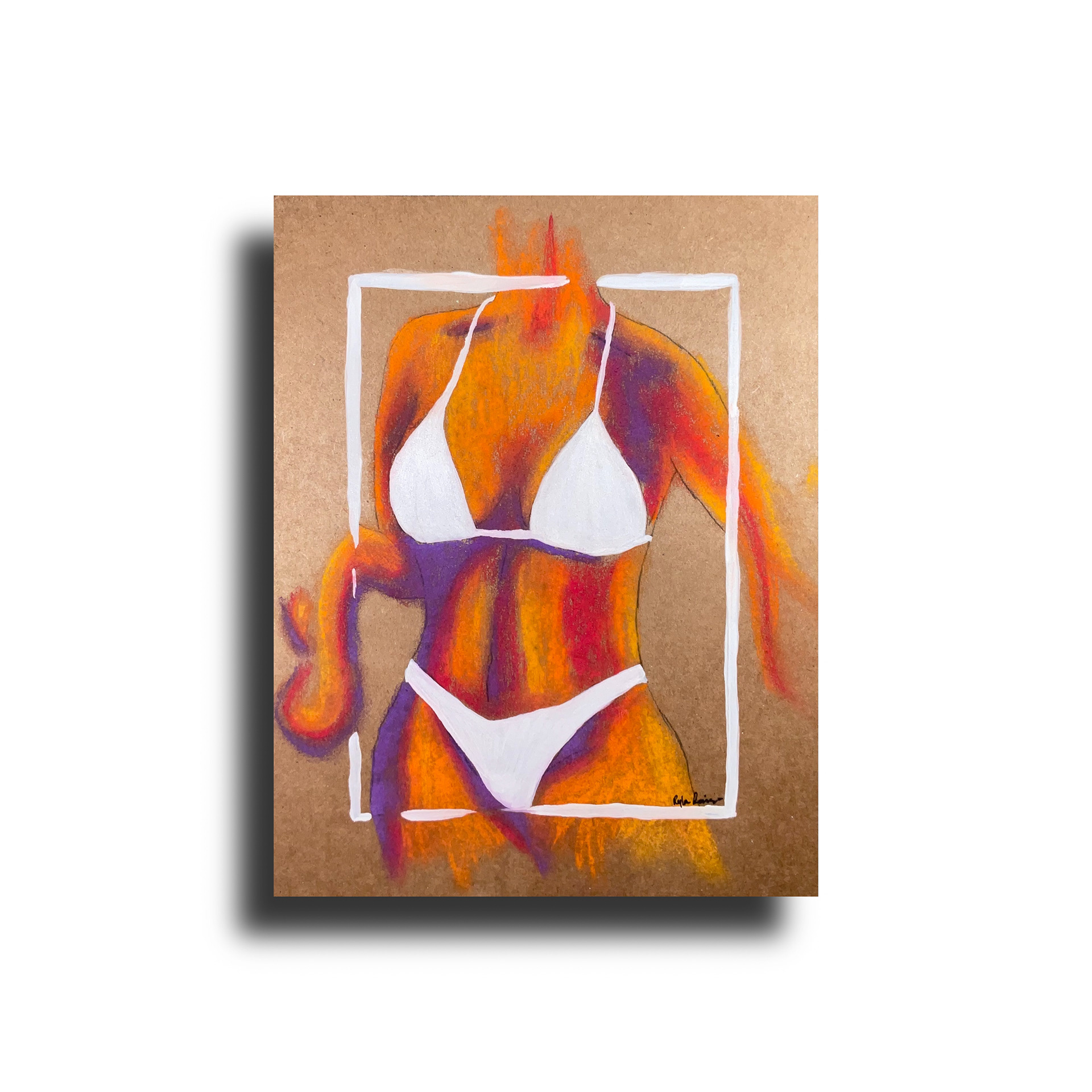 "OctoBawdy" 8.5 x 11" Chalk and Acrylic on Brown Card