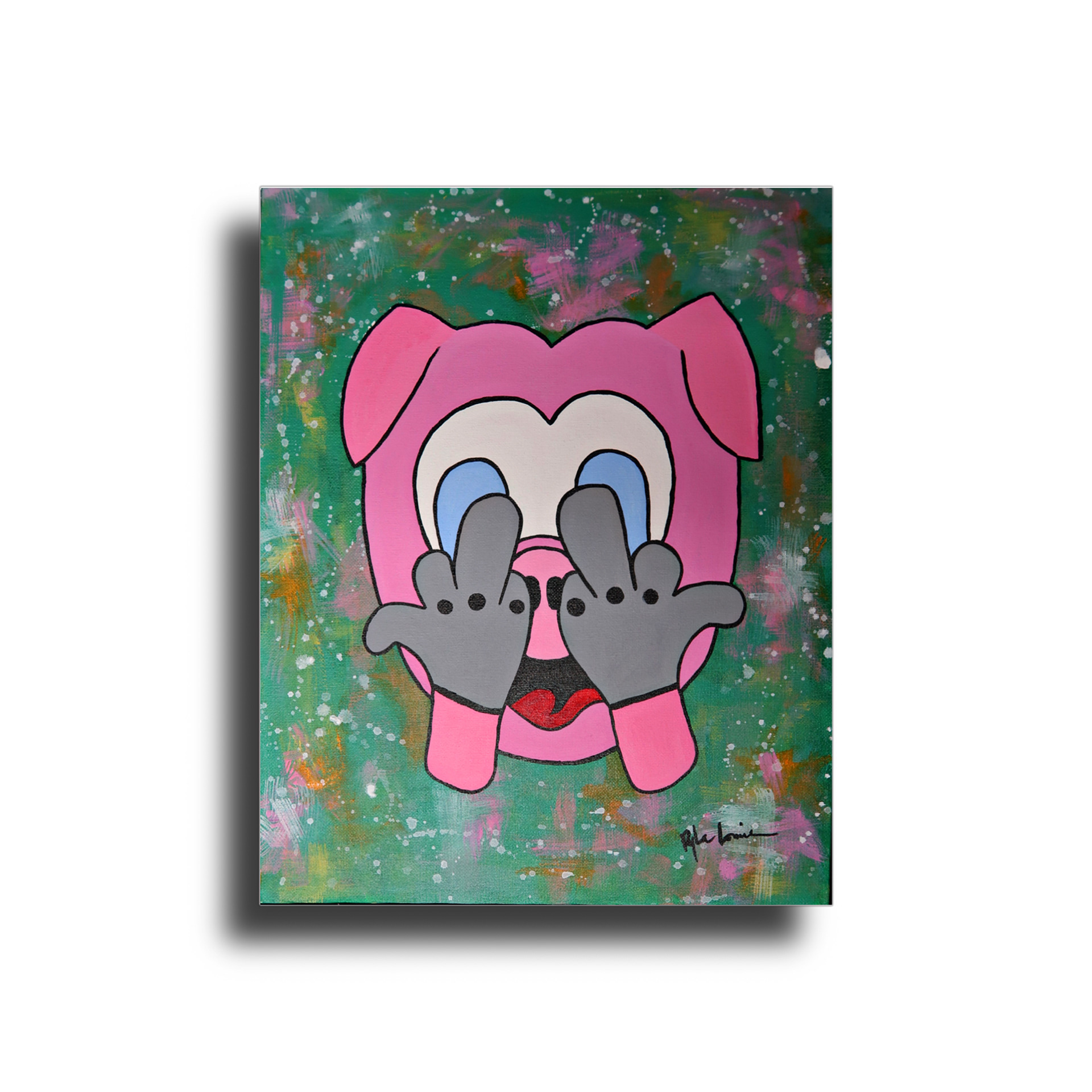 "Oink Off!" 14 x 17" Acrylic on Canvas Card