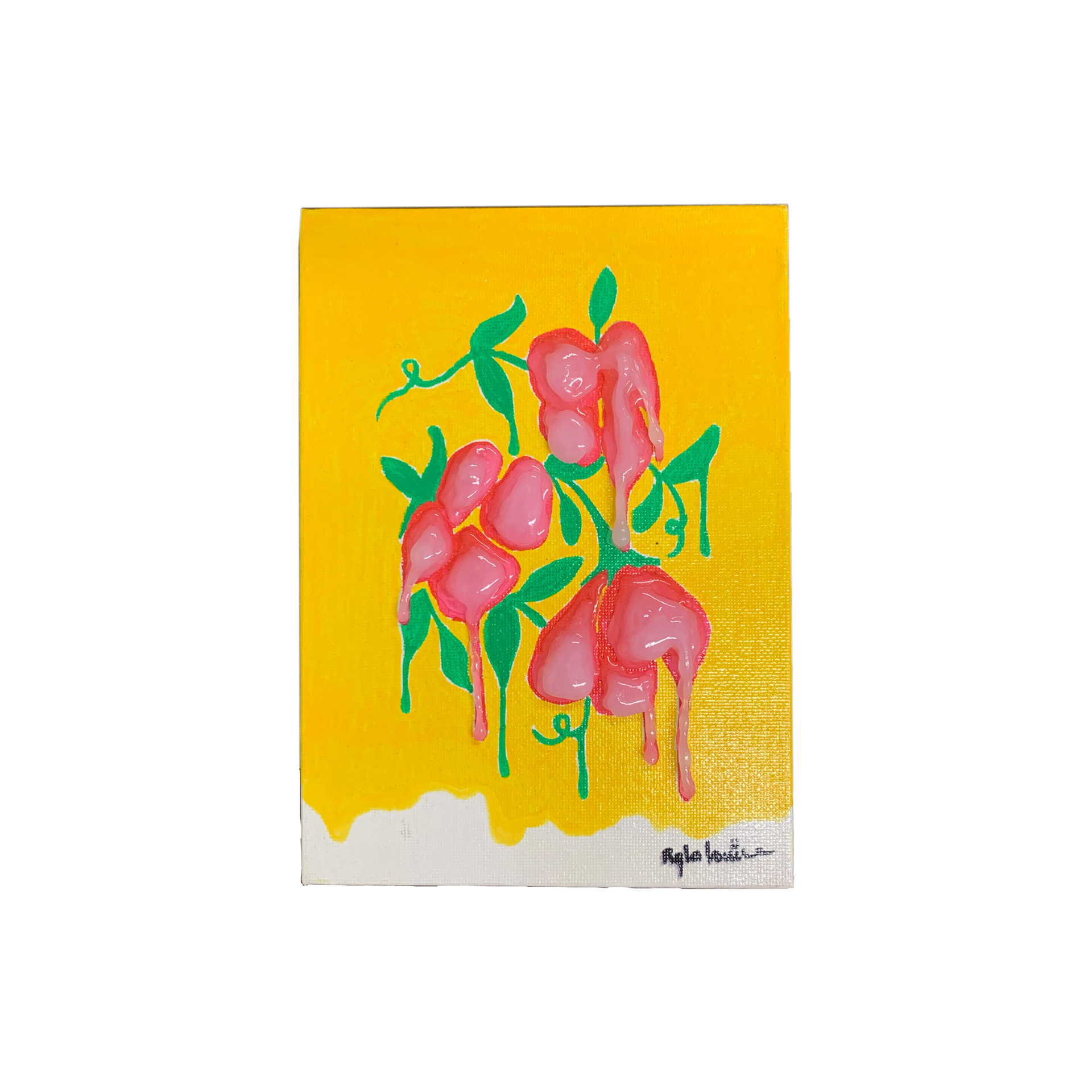 "Hello Petal (Yellow)" 5 x 7" Mixed media on canvas card