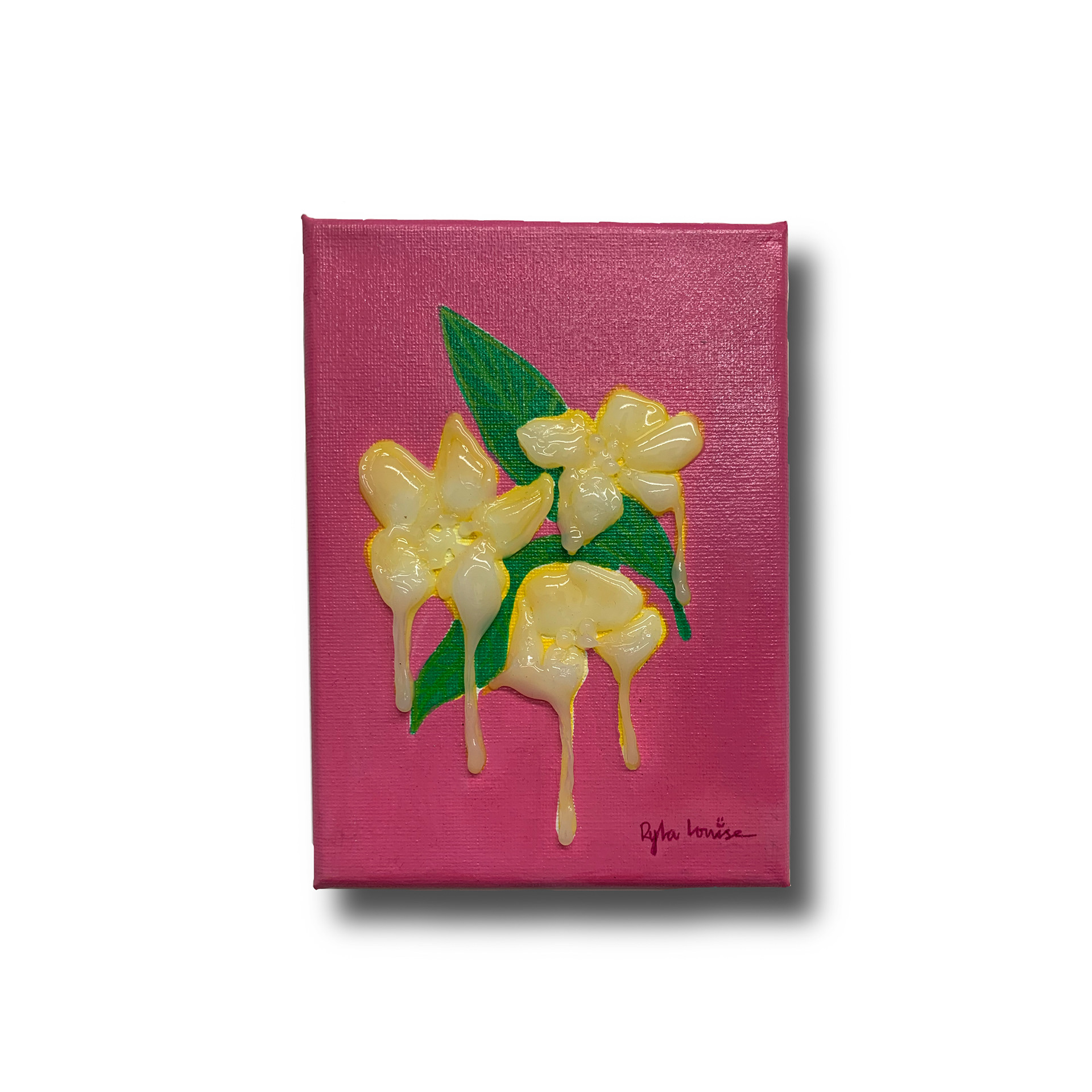 "Hello Petal (Pink)" 5 x 7" Mixed media on canvas
