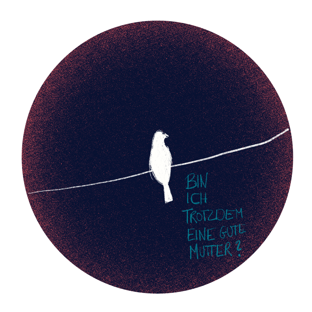 Illustration von einen Raben, allein in der Dunkelheit, mit Text, mit Handlettering, minimalistische Illustration, Bleistiftzeichnung