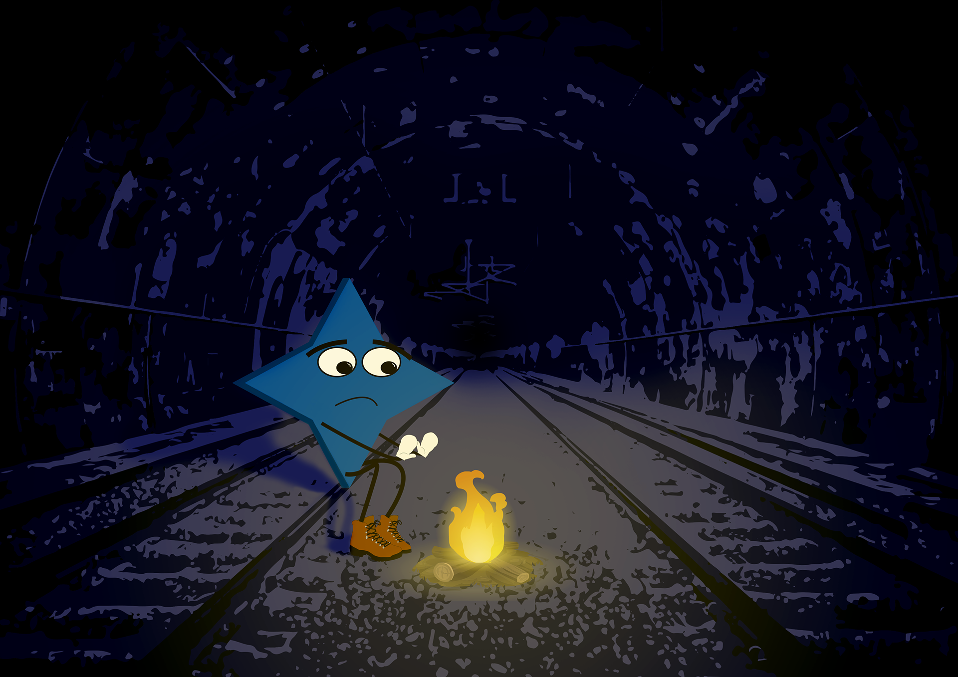Illustrerad IFK-stjärna i en tunnel