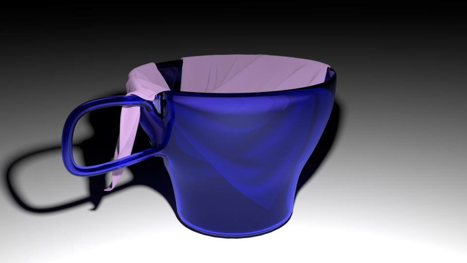 3D-grafik, Blender - Ett blått glas med en duk