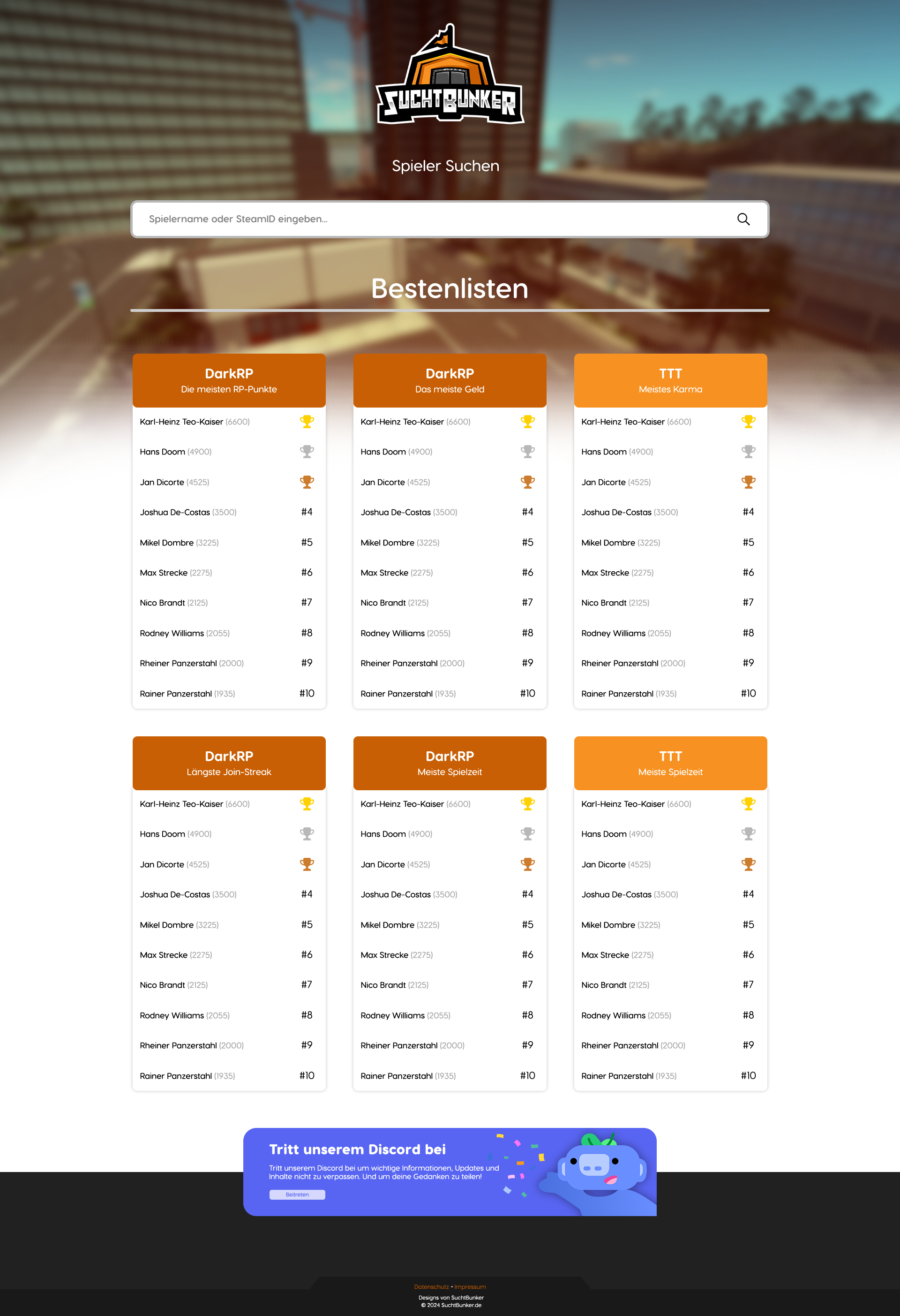 Neues SuchtBunker Portal Design