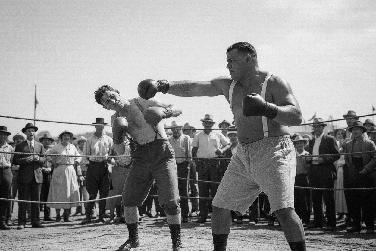 A boxer/strongman when he was 16