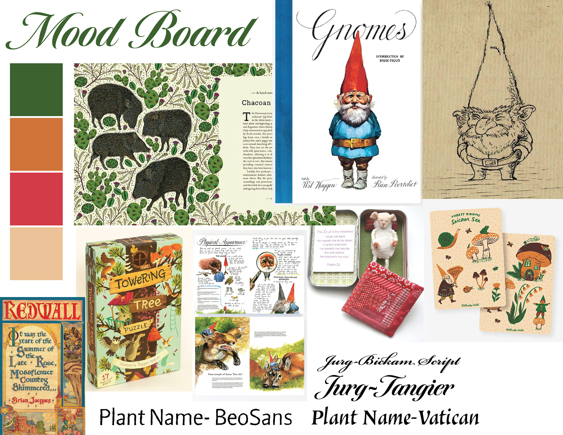 Mood board for branding of packaging.
