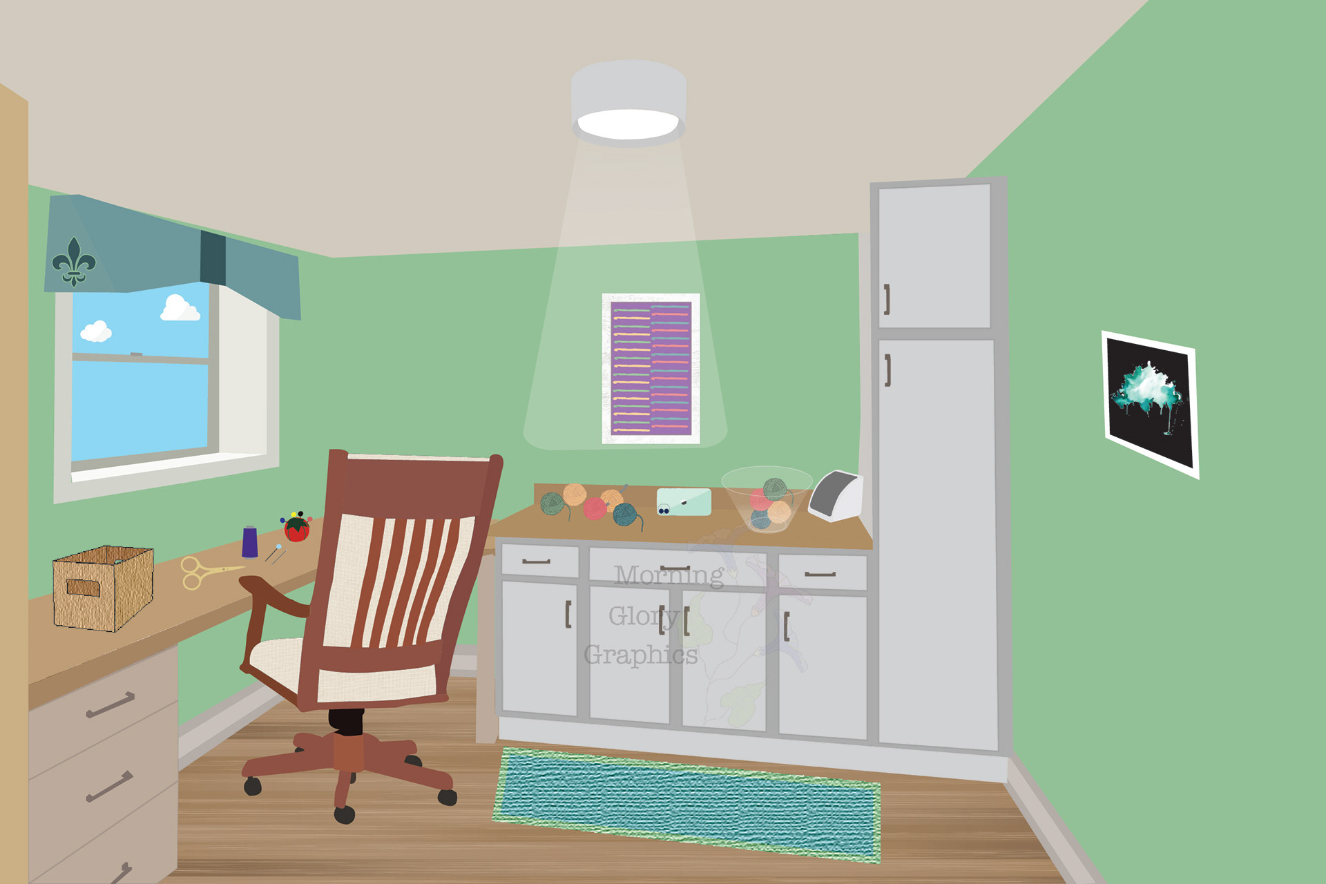 Scene Illustration of a Craft Room